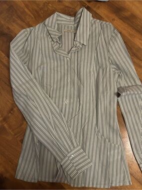 Paloma Wool Striped Button-Front Shirt in Light Gray and White